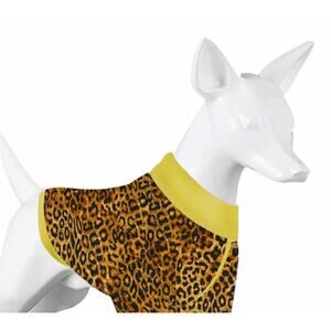 Lovin Pet Dog's Plush Coat Leopard Print Pattern with Yellow Trim Size Small